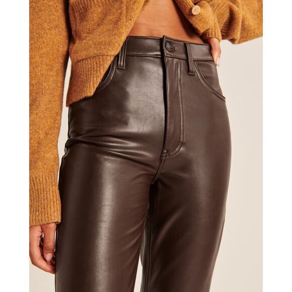 Abercrombie & Fitch Vegan Leather The 90's Straight Ultra High Rise sz 27/4s - Picture 9 of 11